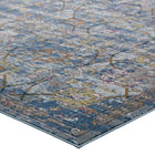 Modway - Minu Treillis floral vieilli Tapis de comédie 8 pi l x 10 pi L - Bleu, Gris, Jaune et Orange-Résistant aux taches / Facile à nettoyer