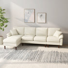 HOMCOM - Canapé sectionnel modulable avec chaise longue - blanc crème-Le tissu respirant aspect lin résiste aux plis et à la déformation 