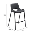 Zuo - Desi Tabouret de comptoir - Noir - Ensemble de 2-8