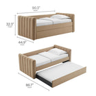 Modway - Veyla Chenal Touffé Performance Velvet Lit de jour jumelle avec Trundle, Taupe-10