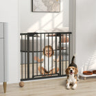 PawHut - Barrière pour bébé 30 po-41 po, barrière pour animaux avec 2 kits d’extension, fermeture automatique - noir-Installation simple par pression, vis en option pour plus de stabilité 