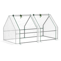 Outsunny - Serre tunnel portable 6 pi x 3 pi x 3 pi avec grandes portes à glissière et housse PE résistante à l’eau/UV, blanc-Avec des tubes en acier de haute qualité et une housse en PE  
