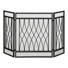 HOMCOM - Pare-étincelles de foyer à 3 panneaux avec treillis métallique, noir-Style vintage à motif losange peut ajouter une touche d'élégance supplémentaire à votre salon, chambre, bureau à domicile, etc 