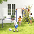 Outsunny - Portique pour enfants avec siège de balançoire, panier de basket - but de football-Peut accueillir un enfant à la fois 