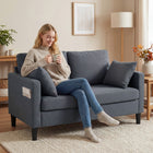 HOMCOM - Canapé 55 po deux places avec coussin à ressorts - gris foncé-Le tissu aspect lin assure la respirabilité et une durabilité résistante à l'usure   