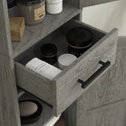HOMCOM - Armoire de rangement de salle de bain étroite 67 po, gris foncé vieilli-Le dispositif anti-basculement et les patins antidérapants ajoutent sécurité et stabilité 
