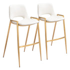 Zuo - Desi Tabouret de bar - Blanc/Or - Ensemble de 2-Support pour les bras