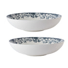 Casa Domani - Bol de service Rosetta Antique Bleu 28 cm - Lot de 2-Fait de porcelaine avec des décalcomanies pour améliorer les détails complexes.
