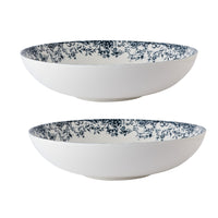 Casa Domani - Bol de service Rosetta Antique Bleu 28 cm - Lot de 2-Fait de porcelaine avec des décalcomanies pour améliorer les détails complexes.