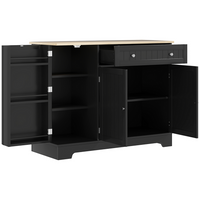 HOMCOM - Buffet moderne avec plateau effet bois et étagères de rangement multiples - noir-Grand espace de rangement pour accueillir divers objets et vivre sans encombrement 