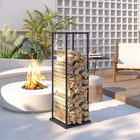 Outsunny - Porte-bûches extérieur- support à bois robuste-La conception verticale et haute permet de stocker plusieurs jours de bois tout en économisant de l’espace au sol 
