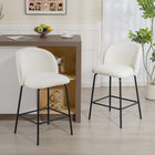 HOMCOM tabourets de bar modernes 27 po hauteur comptoir avec dossier - blanc crème - paquet de 2-Tissu aspect lin associé à une mousse haute densité pour un confort optimal 
