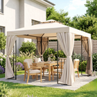 Outsunny - Abri de jardin gazebo pour patio extérieur 10 pi l x 10 pi L - crème blanc-Toit double pour une meilleure circulation de l'air