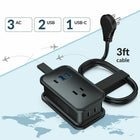 Uncaged Ergonomics - Chargeur de voyage ergonomique sans cage - 4 AC - 2 USB - 1 USB-C - Noir-3 prises secteur font 1250W.