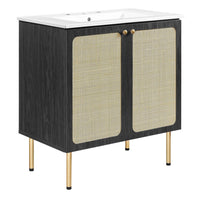 Modway - Chaucer 30" Vanette de salle de bain - Noir Blanc-MDF et panneau de particules