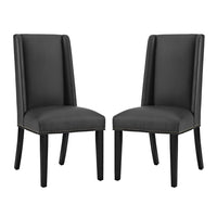 Modway - Baron Vinyle Chaise à manger Ensemble de 2 - Noir-Fauteuil d’appoint moderne élégant