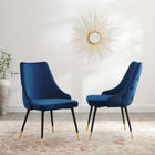 Modway - Adorn Performance Velvet Fauteuil d’appoint de salle à manger Ensemble de 2 - Marine-Rembourrage en velours polyester Performance
