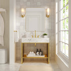 Modway - Gridiron 36" Vanette de salle de bain - Or blanc-Évier en marbre artificiel