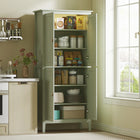 HOMCOM - Armoire de cuisine avec éclairage LED à capteur - vert-Quatre étagères réglables à trois niveaux pour un rangement flexible 