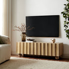Modway - Sorren Festonné 54 po Bois Meuble TV, Naturel-Portes à tirage à 3 doigts