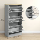 HOMCOM - Armoire à chaussures moderne avec 3 tiroirs basculants pour 12 à 18 paires - gris-Le style moderne s'adapte à tout type de décoration 