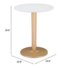 Zuo - Alto Table bistrot - Blanc/Or-Garantie limitée de 3 ans