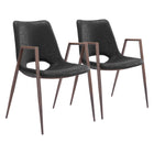 Zuo - Desi Chaise de salle à manger - Noir/Noyer - Ensemble de 2-Assemblage requis