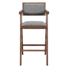 Zuo - Delhi Tabouret de bar - Gris/Noyer - Ensemble de 2-Tissu polyester douillet