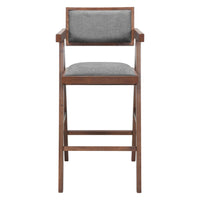 Zuo - Delhi Tabouret de bar - Gris/Noyer - Ensemble de 2-Tissu polyester douillet