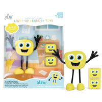 Glo Pals - Jouet sensoriel lumineux - Alex-Comprend 2 cubes lumineux fabriqués à partir de plastique 100 % recyclé