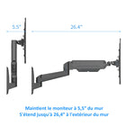 ShoppingAll Support mural pour écran simple à ressort à gaz pneumatique - Noir-Le système de vérin à gaz intégré permet de régler sans effort la position de votre moniteur et de votre téléviseur