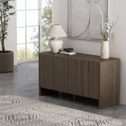 Manhattan Comfort - Buffet moderne Linda 60" à 4 portes - Noyer brun-4 portes minimalistes à ouverture par pression et fermeture en douceur avec bords arrondis