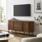 Modway - Harlan 67" cannelé Armoire ovale à buffet - Noyer-Finition stratifiée de grain de bois