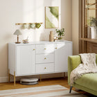 HOMCOM - Buffet moderne 47,2 po L avec rangement - blanc-Les tiroirs glissent silencieusement et en douceur sur des rails en alliage 