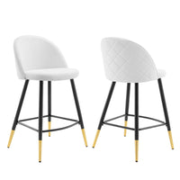 Modway - Cordial Tissu Tabourets de comptoir - Blanc - Ensemble de 2-Tabourets rétro modernes