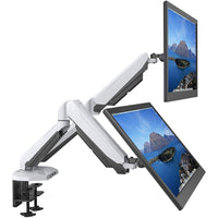 ShoppingAll - Support pour deux moniteurs avec 2 bras pivotants - Blanc-Peut accueillir deux moniteurs 15"-32", chaque bras peut supporter un moniteur de 17,6lb/8kg avec des trous de montage VESA de 75mm x75mm ou 100mm x 100mm.