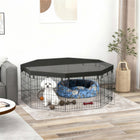 PawHut parc pour chien pliable 8 panneaux avec couvercle supérieur - 24 po H-La porte est équipée de deux verrous, assurant la sécurité de l’animal et un accès facile 