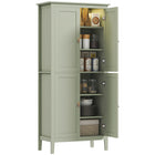 HOMCOM - Armoire de cuisine avec éclairage LED à capteur - vert-Rangement à six niveaux dans deux armoires pour stocker des produits de garde-manger et plus encore 