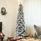 HOMCOM - Arbre de Noël artificiel crayon de 7 pi avec ouverture automatique-Pulvérisé de neige artificielle pour une ambiance hivernale 