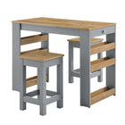 Modway - Galley 3 pièces Îlot de cuisine et ensemble de tabouret, Gris chêne-Assemblée requise