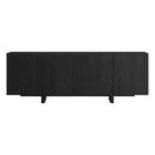 Hudson&Canal - Meuble TV rectangulaire cannelé Harold pour téléviseurs jusqu'à 75 po - Noir veiné-Fabriqué en MDF et PVC robustes avec une finition grainée noire artisanale