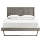 Modway - Alana Bois Plate-lit complet avec cadre angulaire, Gris-Tête de lit complète avec détails de panneau