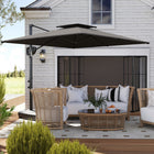 Outsunny - Parasol de patio carré déporté 8 pi L x 9 pi l avec base remplissable, gris foncé-Réglages d'inclinaison flexibles offrant une protection solaire optimale sous n'importe quel angle