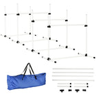 PawHut - Ensemble de 4 équipements d'agilité pour dressage de chien avec sac de transport, blanc-Ensemble de 4 sauts à barre permet à vous et à votre chien de pratiquer des exercices simples et avancés 