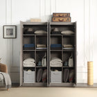 Manhattan Comfort - Ensemble moderne Hopkins 2 pièces, armoire de rangement à 14 étagères, 59,22 po - Gris-Style de porte à ouverture à 90° avec charnière de porte européenne à fermeture douce