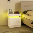 HOMCOM - Table de nuit avec lumières LED - blanc - lot de 2-Fabriqué en panneau de particules 
