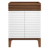 Modway - Render 24" Armoire de toilette de salle de bain (lavabo non inclus) - Noyer blanc-Style moderne du milieu du siècle