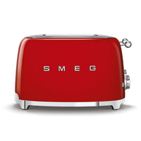 SMEG - Grille-pain 4 tranches 4x4 - rouge-6 niveaux de grillage différents pour de meilleurs résultats ; fonction de décongélation ; fonction de réchauffage ; fonction bagel pour griller uniquement un côté de la tranche.