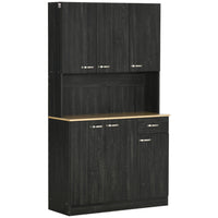 HOMCOM - Buffet moderne 71 po avec huche, rangement, tiroir et support pour micro-ondes - noir-Les armoires à portes et le tiroir permettent de ranger la vaisselle, les casseroles et poêles, ainsi que les produits secs 