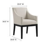 Modway - Alton Tissu tapis Fauteuil à manger - Noir de sel-Tissu tissé Slub Weave Tissage